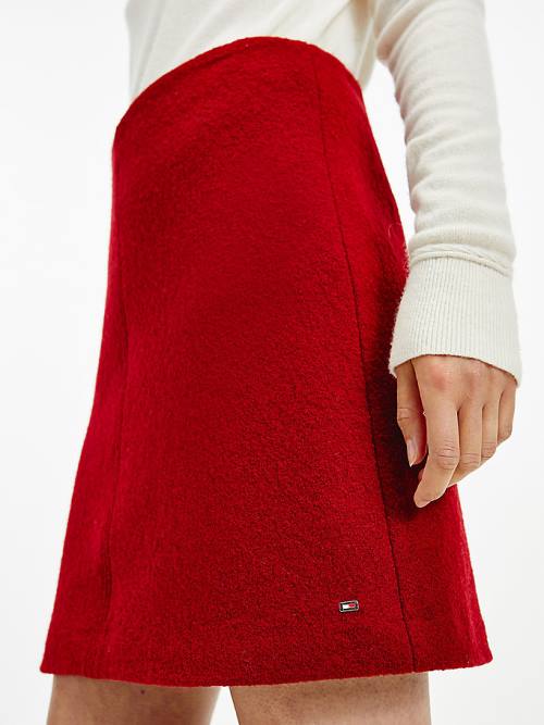 Red Tommy Hilfiger Virgin Wool Mini Women's Skirts | TH347YPT