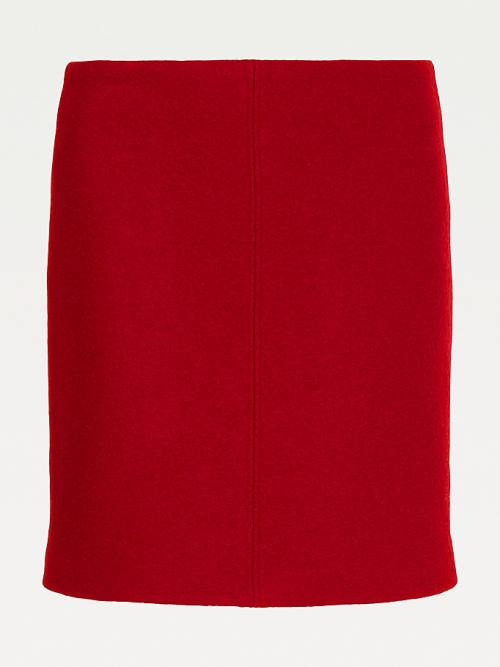 Red Tommy Hilfiger Virgin Wool Mini Women's Skirts | TH347YPT