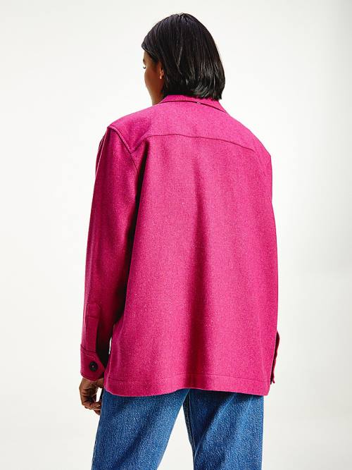 Red Tommy Hilfiger Wool Blend Shacket Women's Jackets | TH412BPL