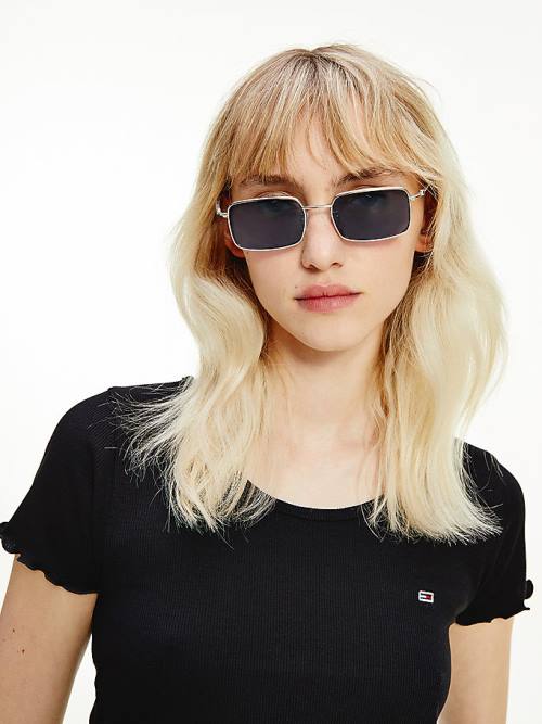 Silver Tommy Hilfiger Slim Rectangular Women's Sunglasses | TH638UYI