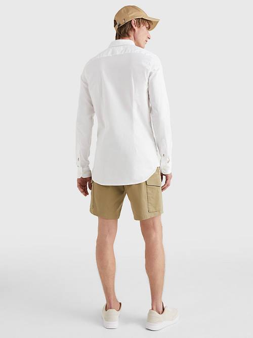 White Tommy Hilfiger 1985 Essential Polygiene Slim Fit Men's Shirts | TH312FUQ