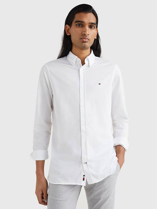 White Tommy Hilfiger 1985 Essential Slim Fit Men's Shirts | TH024QJI