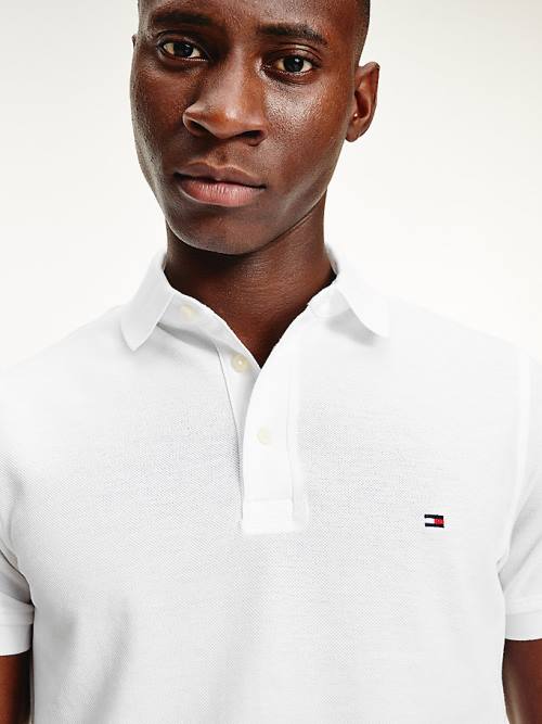 White Tommy Hilfiger 1985 Essential Slim Fit Men's Polo Shirts | TH825JMR