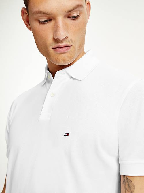 White Tommy Hilfiger 1985 Essential TH Flex Men's Polo Shirts | TH427TML