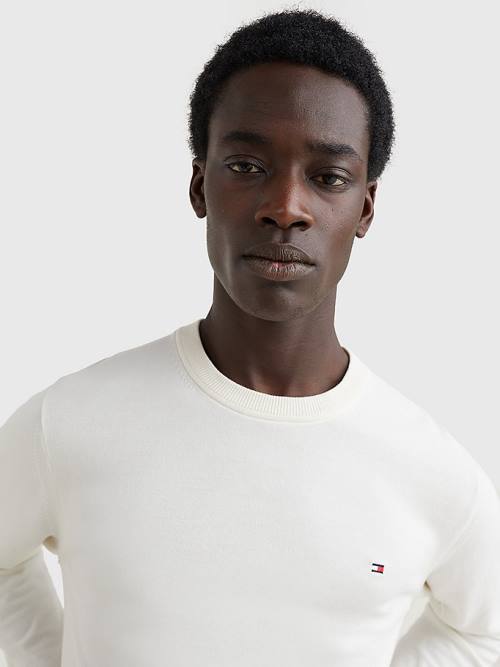 White Tommy Hilfiger 1985 Essential TH Flex Sweatshirt Men's Sweaters | TH691CTL