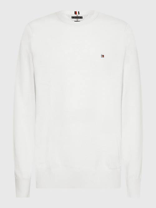 White Tommy Hilfiger 1985 Essential TH Flex Sweatshirt Men's Sweaters | TH691CTL