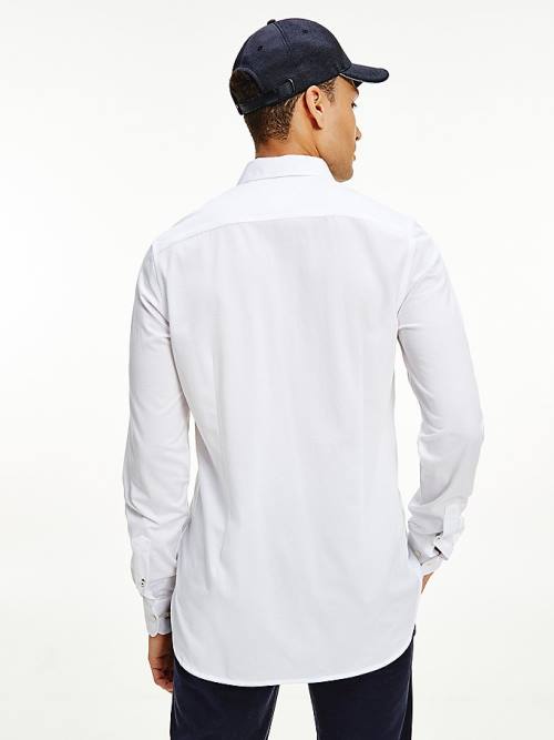 White Tommy Hilfiger 1985 TH Flex Slim Fit Men's Shirts | TH806UFQ