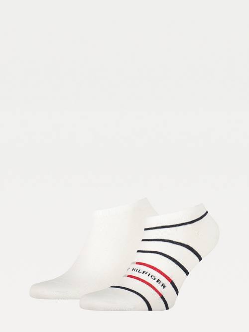 White Tommy Hilfiger 2-Pack Breton Stripe Trainer Men\'s Socks | TH649KAV