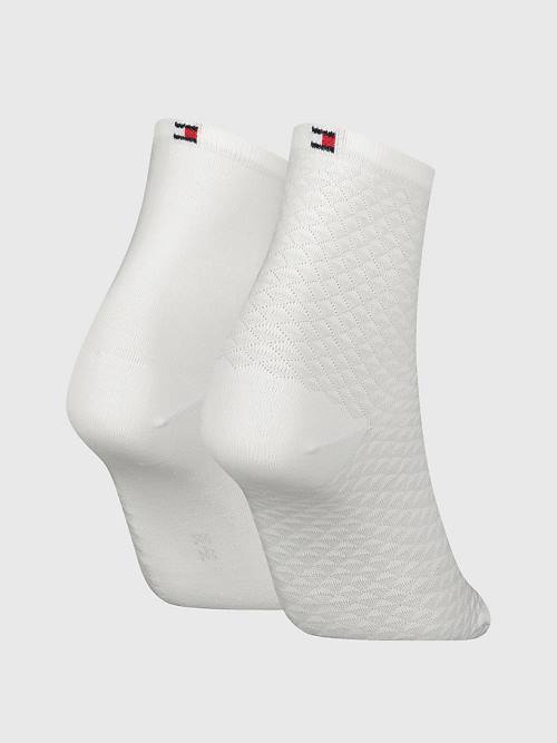 White Tommy Hilfiger 2-Pack Palm Leaves Short Women's Socks | TH537RZB