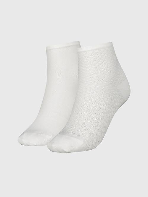 White Tommy Hilfiger 2-Pack Palm Leaves Short Women\'s Socks | TH537RZB