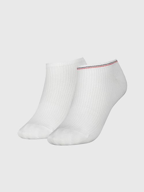 White Tommy Hilfiger 2-Pack Ribbed Trainer Women\'s Socks | TH152JZP