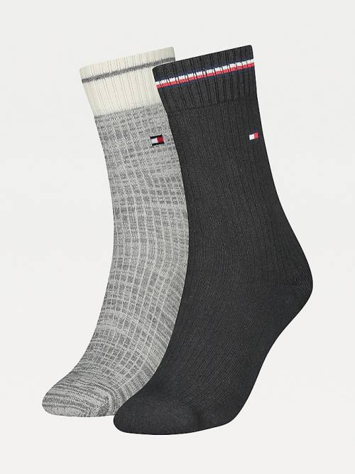 White Tommy Hilfiger 2-Pack Stretch Cotton Ribbed Women\'s Socks | TH754MXZ