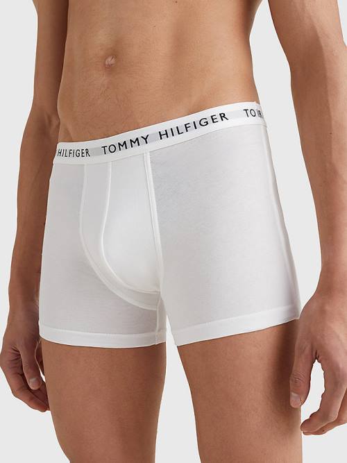 White Tommy Hilfiger 3-Pack Logo Waistband Trunks Men's Underwear | TH093LFR