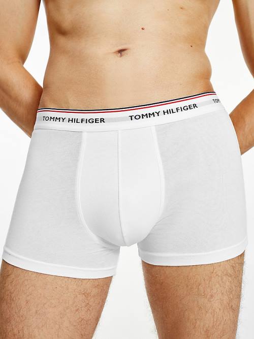 White Tommy Hilfiger 3-Pack Premium Logo Waistband Trunks Men's Underwear | TH425WKQ