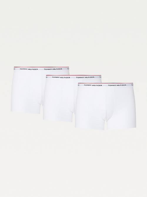 White Tommy Hilfiger 3-Pack Premium Logo Waistband Trunks Men\'s Underwear | TH425WKQ