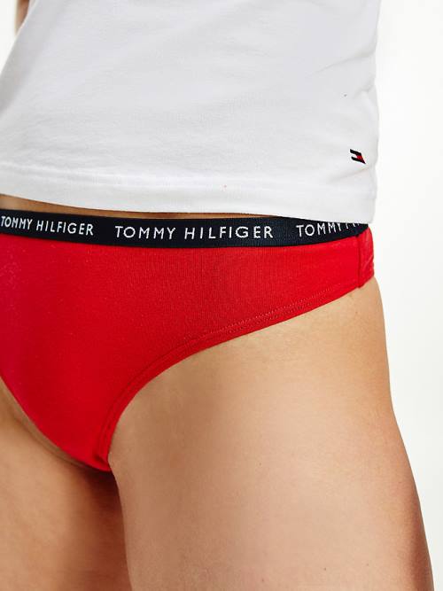 White Tommy Hilfiger 3-Pack Recycled Cotton Thongs Women's Underwear | TH765OUS