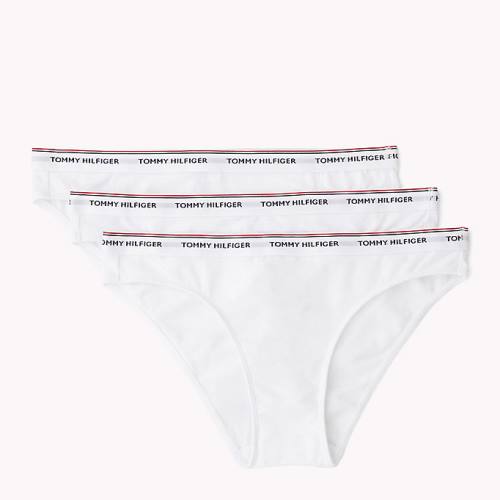 White Tommy Hilfiger 3-Pack Stretch Cotton Briefs Women's Underwear | TH794MOJ