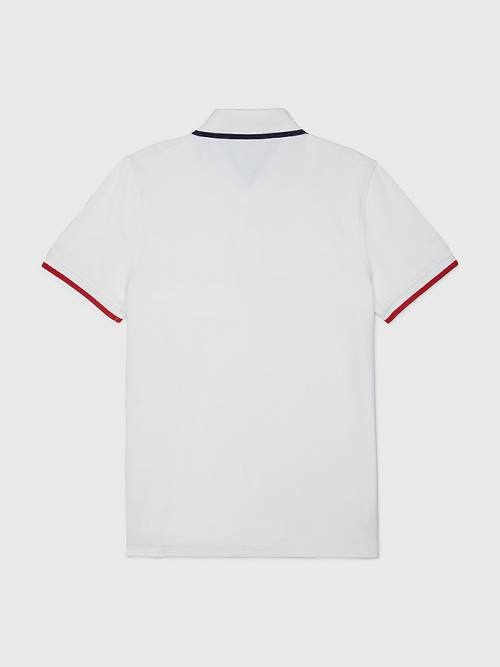 White Tommy Hilfiger Adaptive Contrast Men's Polo Shirts | TH324ATU