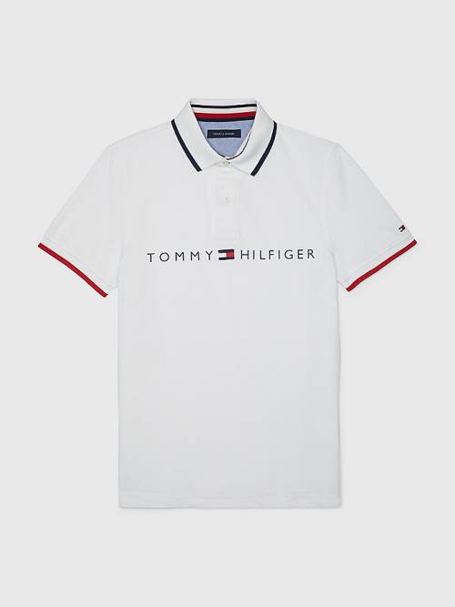 White Tommy Hilfiger Adaptive Contrast Men\'s Polo Shirts | TH324ATU