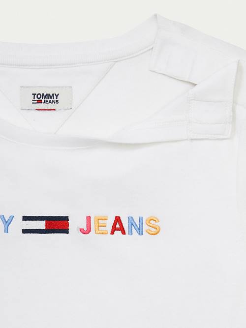 White Tommy Hilfiger Adaptive Cotton Logo Women's T Shirts | TH836UZV