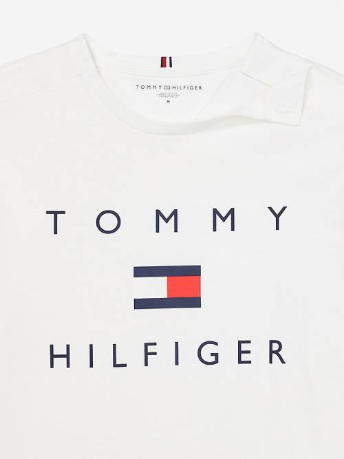 White Tommy Hilfiger Adaptive Pure Cotton Logo Men's T Shirts | TH156VOD