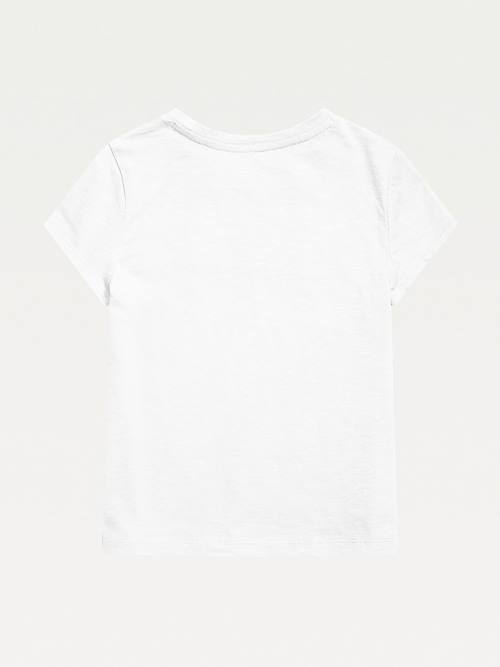 White Tommy Hilfiger Adaptive Pure Cotton Logo Girls' T Shirts | TH867GHT