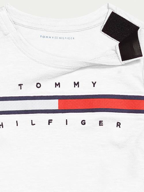 White Tommy Hilfiger Adaptive Pure Cotton Logo Girls' T Shirts | TH867GHT