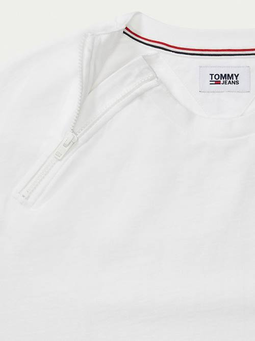 White Tommy Hilfiger Adaptive Raglan Sleeve Port Opening Men's T Shirts | TH379RXD