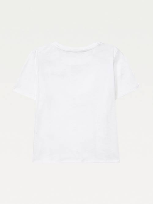 White Tommy Hilfiger Adaptive Tie-Front Girls' T Shirts | TH284BKV