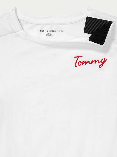 White Tommy Hilfiger Adaptive Tie-Front Girls' T Shirts | TH284BKV