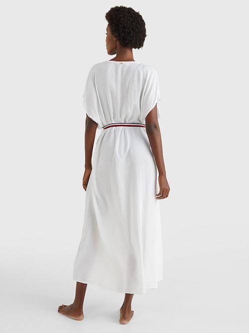 White Tommy Hilfiger Adjustable Wrap Midi Dress Women's Swimwear | TH256HLO