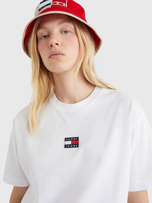 White Tommy Hilfiger Badge Oversized Fit Women's T Shirts | TH819WXA