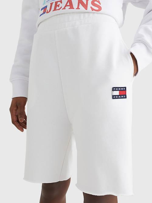 White Tommy Hilfiger Badge Relaxed Fit Sweat Women\'s Shorts | TH947NTB