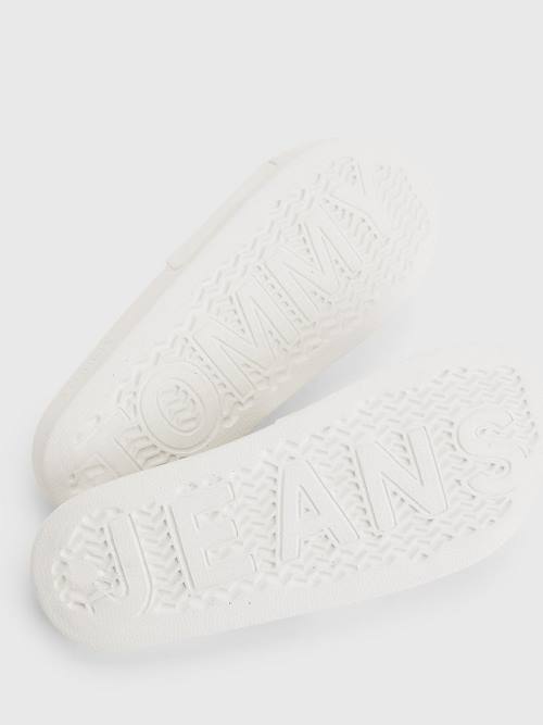 White Tommy Hilfiger Badge Slides Women's Sandals | TH136YBT