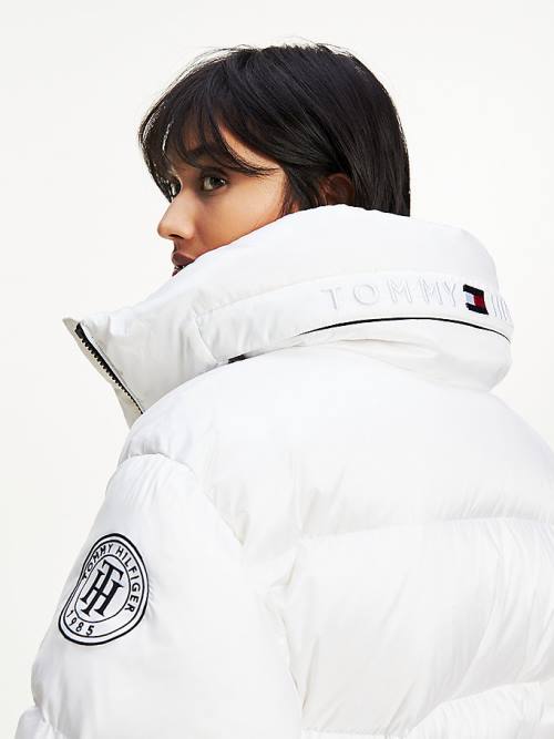 White Tommy Hilfiger Belted Down Padded Women's Jackets | TH578YCQ