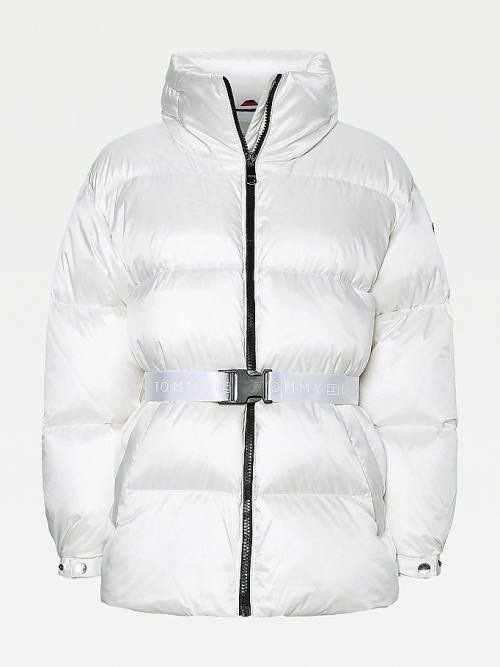 White Tommy Hilfiger Belted Down Padded Women's Jackets | TH578YCQ