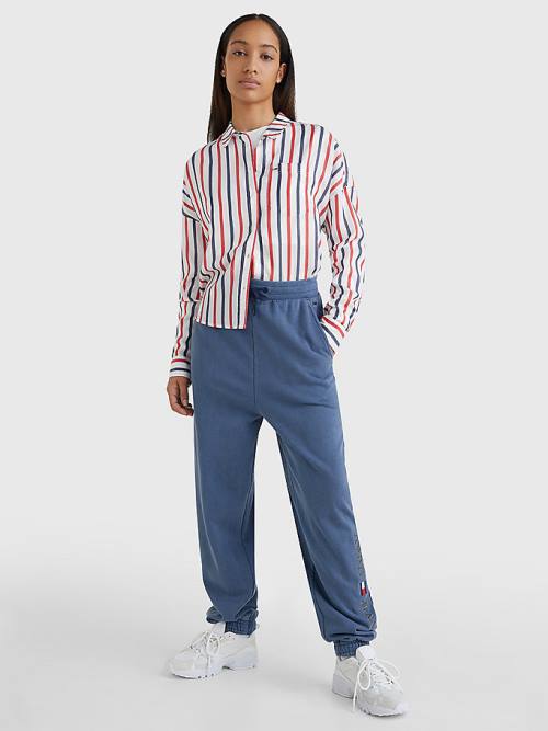 White Tommy Hilfiger Boxy Stripe Women's Shirts | TH526ORW