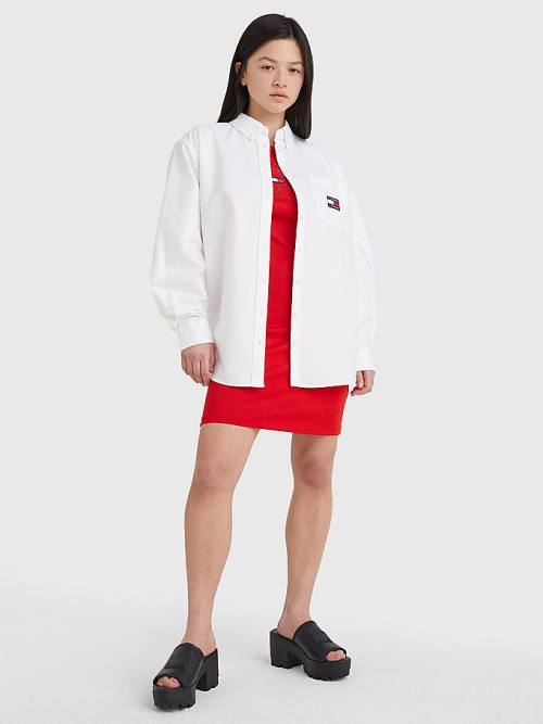 White Tommy Hilfiger Boyfriend Fit Women's Shirts | TH604MKE