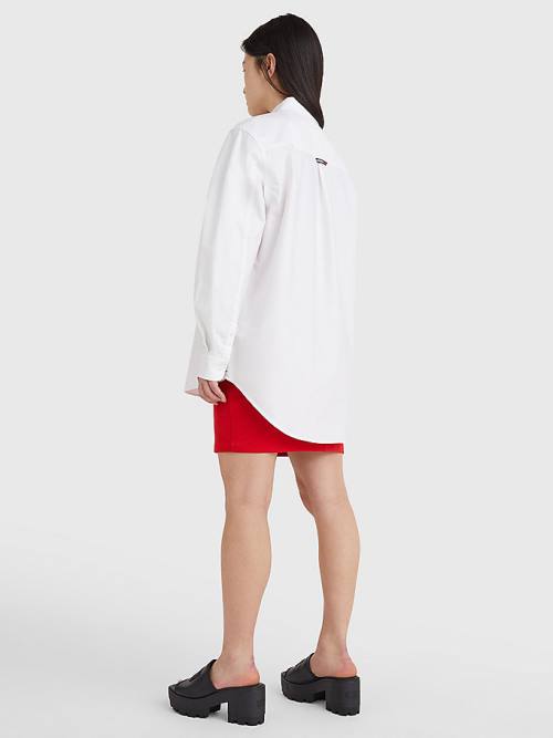 White Tommy Hilfiger Boyfriend Fit Women's Shirts | TH604MKE