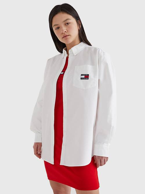 White Tommy Hilfiger Boyfriend Fit Women\'s Shirts | TH604MKE