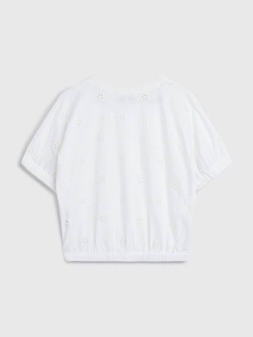 White Tommy Hilfiger Broderie Anglaise Girls' T Shirts | TH953REU