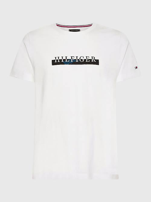 White Tommy Hilfiger Camo Graphic Logo Men's T Shirts | TH893VQW