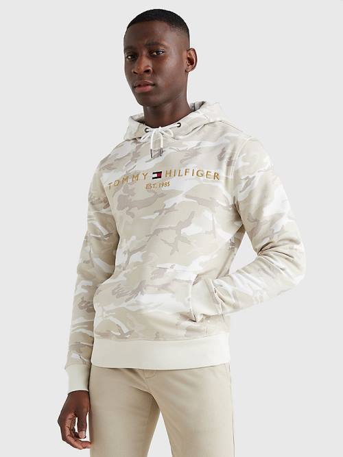 White Tommy Hilfiger Camo Logo Men\'s Hoodie | TH169HLT