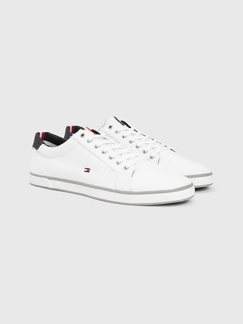 White Tommy Hilfiger Canvas Lace Up Men\'s Sneakers | TH952WNI