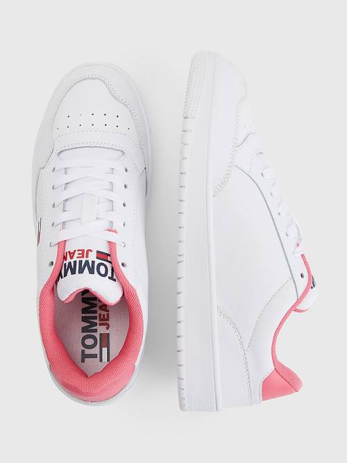 White Tommy Hilfiger Classic Leather Cupsole Women's Sneakers | TH180LDG