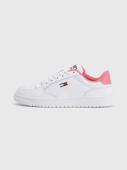 White Tommy Hilfiger Classic Leather Cupsole Women's Sneakers | TH180LDG