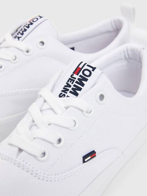 White Tommy Hilfiger Classics Low-Top Cotton Women's Sneakers | TH031PZG