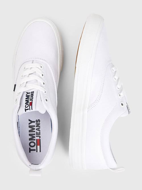 White Tommy Hilfiger Classics Low-Top Cotton Women's Sneakers | TH031PZG