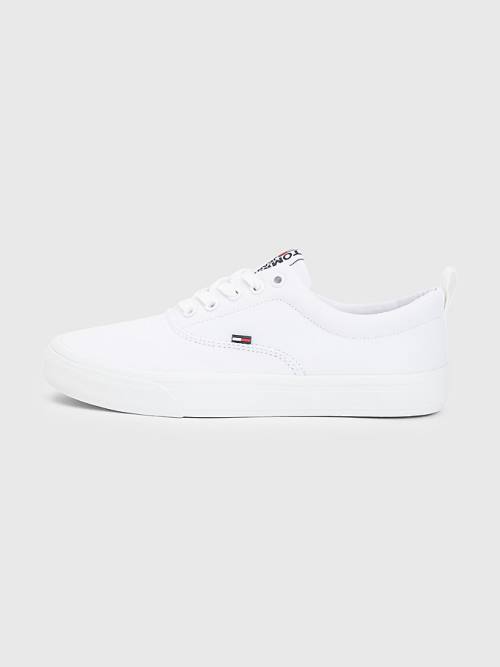 White Tommy Hilfiger Classics Low-Top Cotton Women's Sneakers | TH031PZG