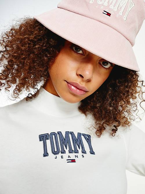 White Tommy Hilfiger College Cropped Long Sleeve Women's T Shirts | TH954EBV